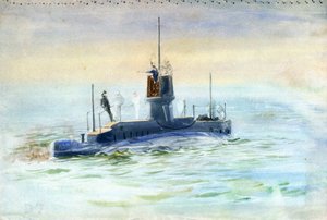 D7 tengeralattjáró, 20. század eleje (akvarell, grafit) alkotó: William Lionel Wyllie