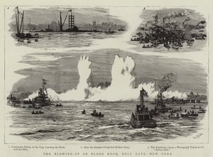 A Flood Rock felrobbantása, Hell Gate, New York alkotó: William Lionel Wyllie