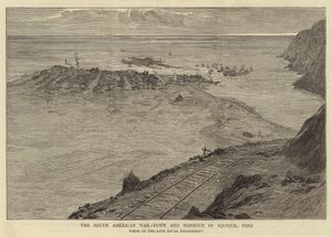 A dél-amerikai háború, Iquique városa és kikötője, Peru alkotó: William Lionel Wyllie