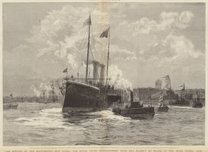 A manchesteri hajócsatorna megnyitása, a Royal Yacht Enchantress Őfelségével a fedélzeten, a Mode Wheel Lock-nál.