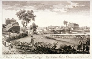 Nyugati nézet a Chelsea Bridge-ről, London, c1760 alkotó: William Lodge