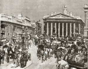 A Bank of England és a Royal Exchange a XIX. században, a "London Pictures: Drawn with Pen and Pencil", Richard Lovett tiszteletes, 1890-ben jelent meg.