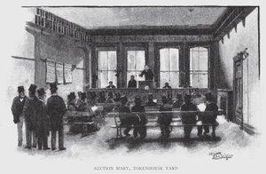 Auction Mart, Tokenhouse Yard (litho) alkotó: William Luker