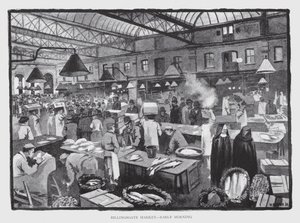Billingsgate piac, kora reggel (litho) alkotó: William Luker