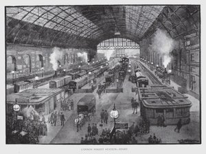 Cannon Street állomás, éjszakai (litho) alkotó: William Luker