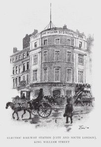 Elektromos pályaudvar, City és Dél-London, King William Street (litho) alkotó: William Luker