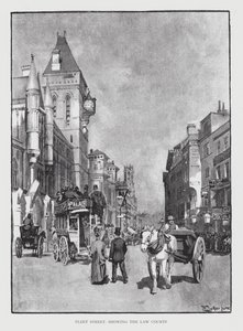 Fleet Street, a Törvényszékekkel (litho) alkotó: William Luker