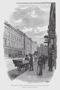Moorgate Street, a Royal Mail Steam Packet Company irodáival (litho) alkotó: William Luker