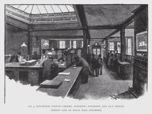No 5 Fenchurch Avenue, Mrs. Anderson, Anderson és Társai irodák, Orient Line of Royal Mail Steamers (litho) alkotó: William Luker