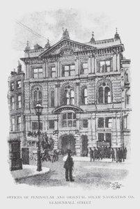 A Peninsular and Oriental Steam Navigation Co irodái, Leadenhall Street (litho) alkotó: William Luker