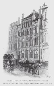 Dél-afrikai Ház, Bishopsgate Street, az Union Steamship Co., Limited (litho) székhelye alkotó: William Luker
