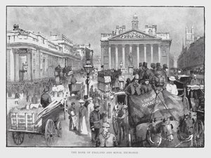 A Bank of England és a Royal Exchange (litho) alkotó: William Luker