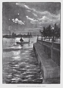 Westminster a Blackfriars hídról, éjszaka (litho) alkotó: William Luker