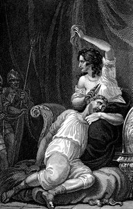 Delila levágatta Sámsonok haját, ezzel elveszve erejét, 1820