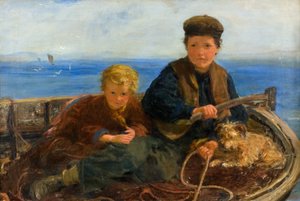 Két fiú és egy kutya egy csónakban, 1871 körül (olaj, vászon)
