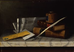Csendélet levéllel Mr. Clarke-nak, 1879 (olaj, vászon, masonitra szerelve) alkotó: William Michael Harnett
