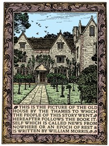 Kelmscott Manor, Gloucestershire, a News from Nowhere előlapja, c1892 1901 alkotó: William Morris