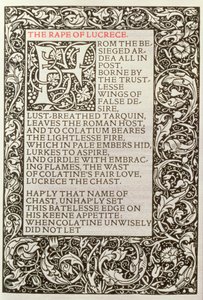 Lucrece megerőszakolása, a Kelmscott Press által kiadott William Shakespeare verseiből alkotó: William Morris
