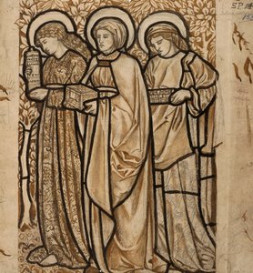„Három Mária a sírnál – Tervezés ólomüveghez”, 1862 alkotó: William Morris