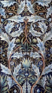 Falburkoló panel (66 csempe) William Morris (1834-1896) és William Frend de Morgan (1839-1917) fajanszból készült. A Membland Hallból Edward Charles Baringnek. Chelsea, Anglia. 1876-1877 V. 1x635 m Párizs, Muse d