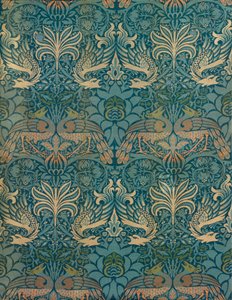 William Morris Peacock and Dragon Textil Design, 1880 körül (fatömb nyomat) alkotó: William Morris