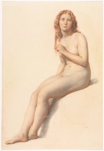 Női akt, ülve, háromnegyedes kilátás elölről, 1859.