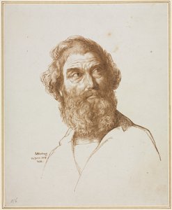 Egy szakállas férfi feje, aki balra néz alkotó: William Mulready