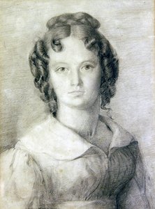 Portré Charlotte Rolfe mellszobrában (ceruza és színes ceruza papíron) alkotó: William Mulready