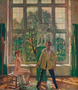 Önarckép modellel, c1905, c1932.