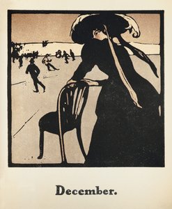 December hónapja: Korcsolyázás, „Tizenkét sportág almanachjából”, Rudyard Kipling szavaival, először William Heinemann alkotó: William Nicholson