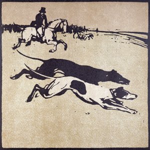 Február hónap: Hare Coursing, „Tizenkét sport almanachjából”, Rudyard Kipling szavaival, először William Heineman adta ki alkotó: William Nicholson