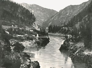 The Rockies: a Fraser Canyon és a Cariboo Road Bridge, Spuzzum közelében, Kanadában, 1895.