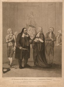 Mr. Macklin és Mrs. Pope Shylock és Portia karakterében
