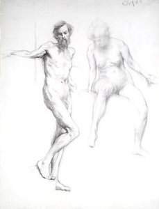 Tanulmány egy férfiról és egy nőről (ceruza papíron) alkotó: William Orpen