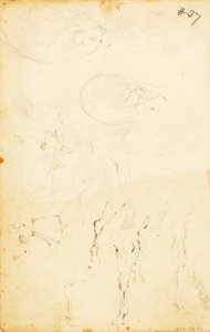 (Tanulmányok--figurák, fatörzs, ló és lovas, stb.) alkotó: William Page