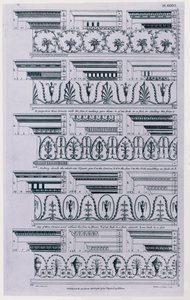 1788-ban William Pain (kb. 1730-1790) kiadott Designs for Carnises. 1783-as fekete-fehér metszet alkotó: William Pain