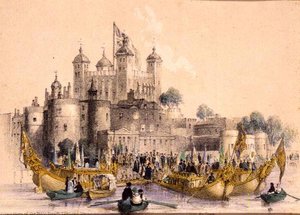 A jobboldal beszállása Hon. a Lord Mayor a londoni Towerben (litho) alkotó: William Parrott