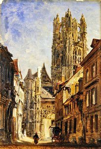 St Laurent-templom, Rouen, 1860 körül (olaj, papírra fektetve)