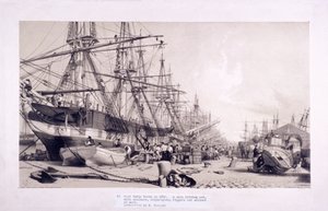 West India Docks, Poplar, London, 1830 alkotó: William Parrott