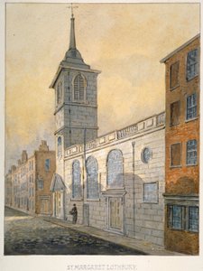 A Szent Margaret Lothbury-templom délkeleti nézete, London városa, 1815. alkotó: William Pearson