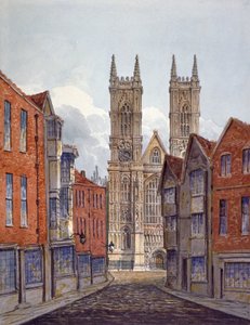 Kilátás a Westminster Abbey nyugati végére, a londoni Tothill Street felől nézve, c1815 alkotó: William Pearson