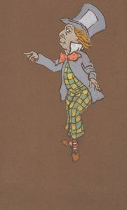 Mad Hatter jelmezterve az Alice-in-Wonderland számára, 1915.