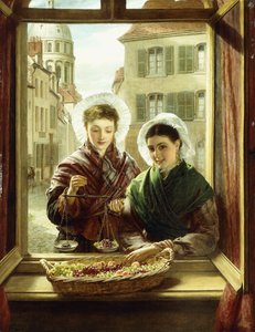 At My Window, Boulogne, 1872 alkotó: William Powell Frith