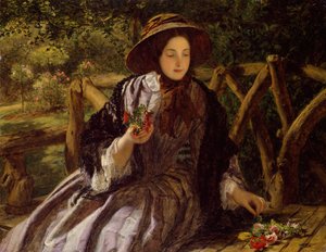 Kerti virágok posztot készítve, 1855-1856. alkotó: William Powell Frith