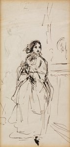 Siető lány (toll és tinta) alkotó: William Powell Frith