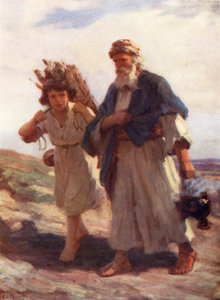 Ábrahám és Izsák, Genezis xxii, 2, 6 (színes litográfia)