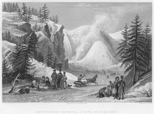 Montmorency vízesés és kúp, Quebec közelében (metszet)