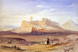 Athén látványa az Akropolisszal és Herodes Atticus Odeonjával - Purser, William (1789-1852) - 19. század első negyede. - Olaj, vászon - 26x40 - Benaki Múzeum, Athén
