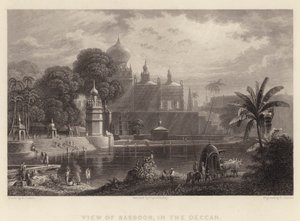 Kilátás Sassoorra, a Deccanban (metszet)