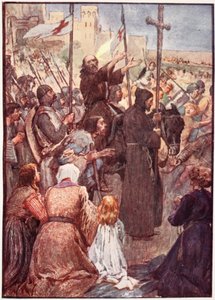 "Gyakran látni lehetett szamáron lovagolni", tányér a "The Story of France"-ból, Mary MacGregor, 1920 (színes litó) alkotó: William Rainey